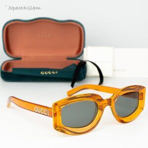 BRAND NEW Gucci GG1719S 005 Orange Grey Women Square Sunglasses GG 1719S